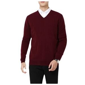 new Mens burgundy v neck sweater size M
